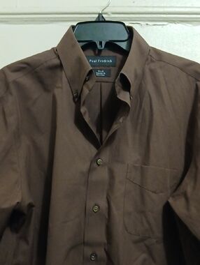 Paul Fredrick Brown Button-Down Dress Shirt with Chest Pocket